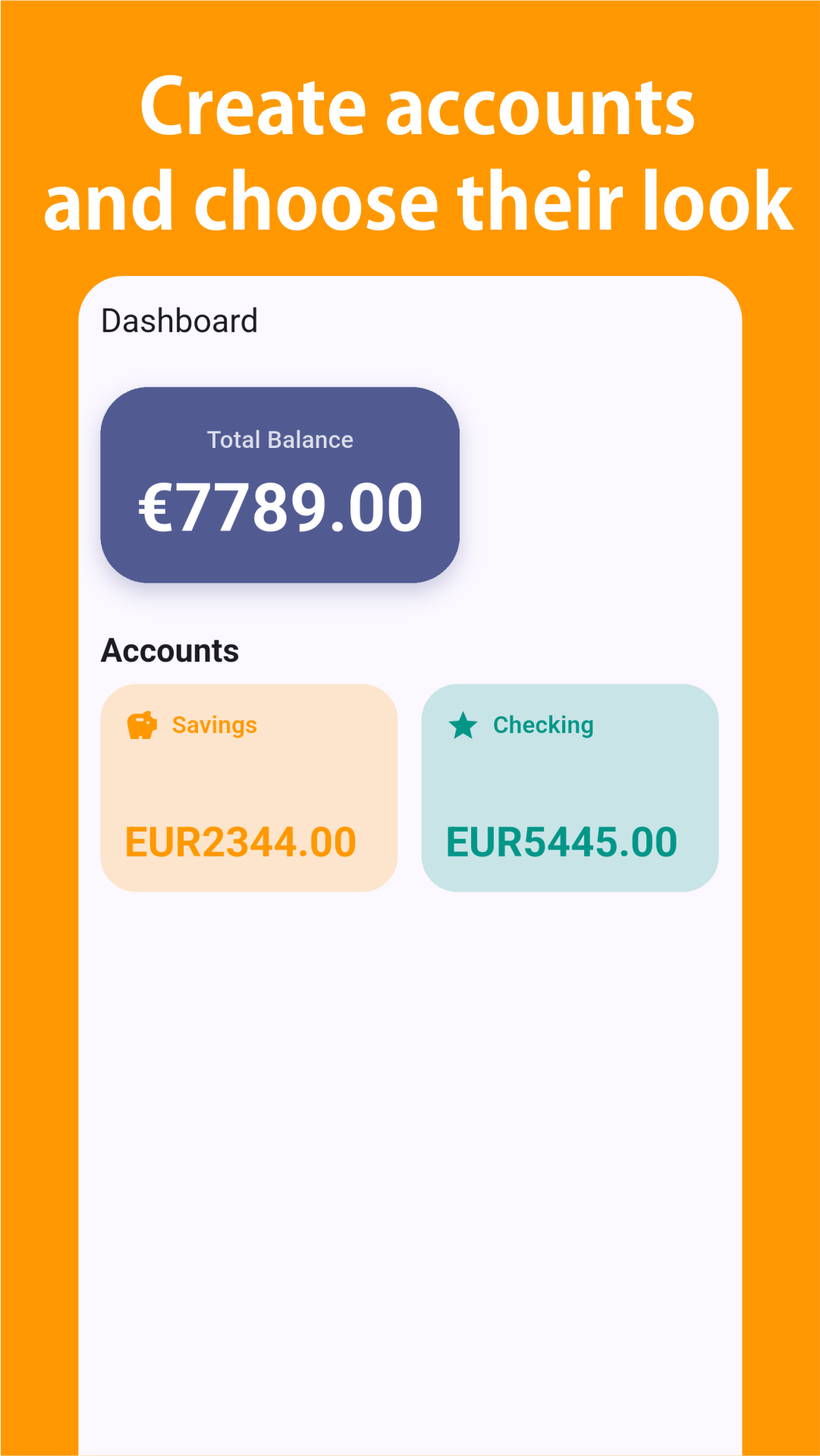 Kipoo dashboard showing total balance and accounts